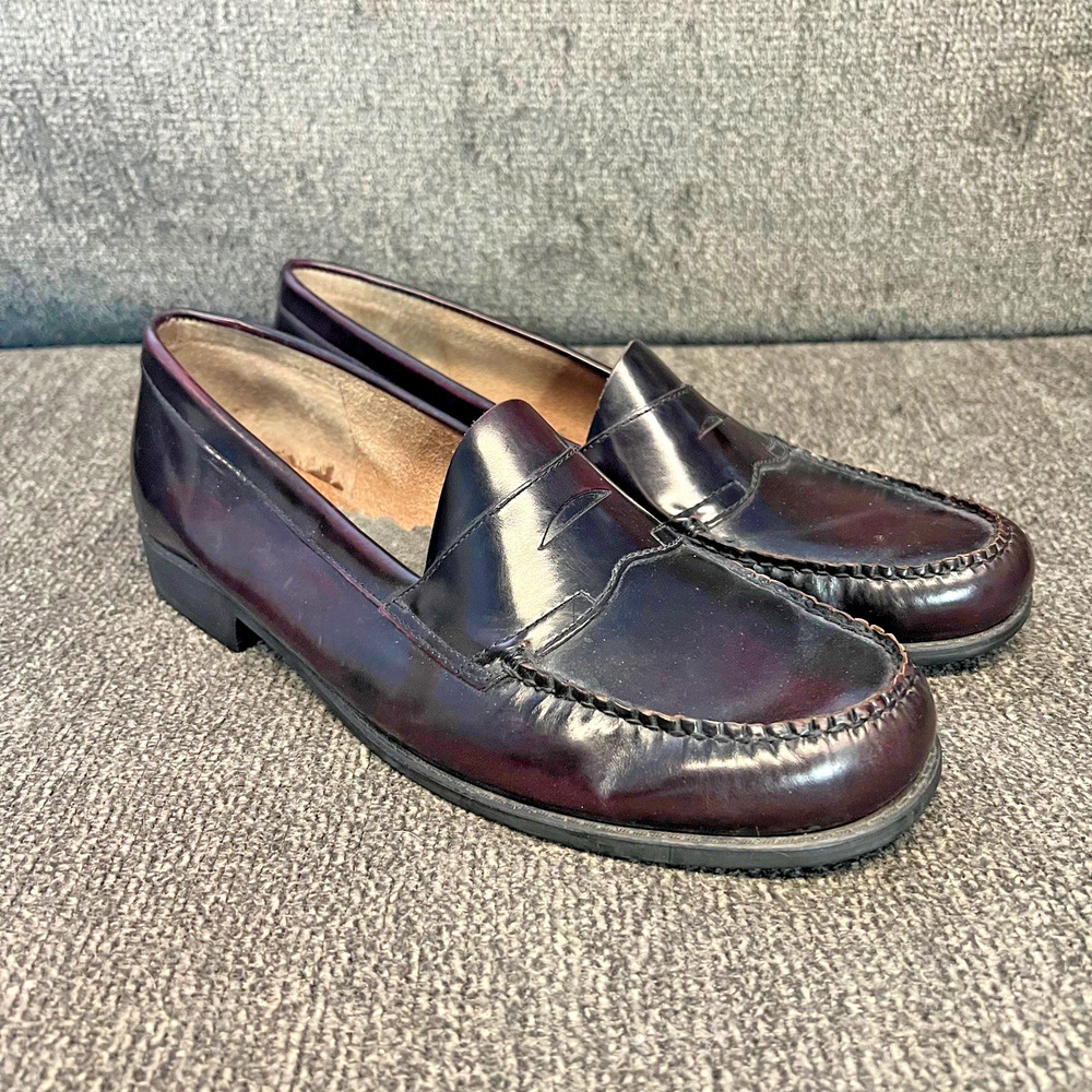 Bass Casell Penny Loafer Shoe Womens 11 Burgundy Leather Classic Preppy Timeless